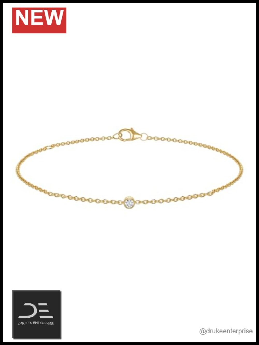 10K Yellow Gold Diamond Bracelet, Hypoallergenic, Adjustable 7.5-9.5in